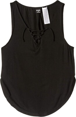 Bloch Kids Girl's 185965 Lace Front Tank Top Black Size 6x-7