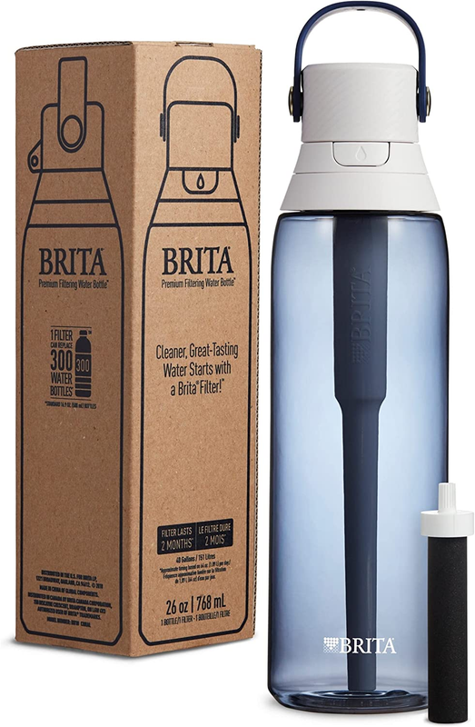 Insulated Filtered Water Bottle with Straw, Reusable, BPA Free Plastic, Night Sk