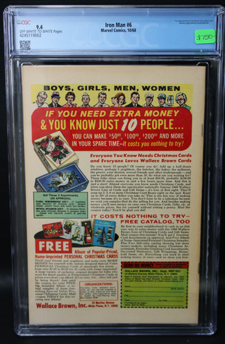 Iron Man #6 CGC 9.4 Crusher Appearance Marvel Comics 1968. Near TOP POP GRADE!