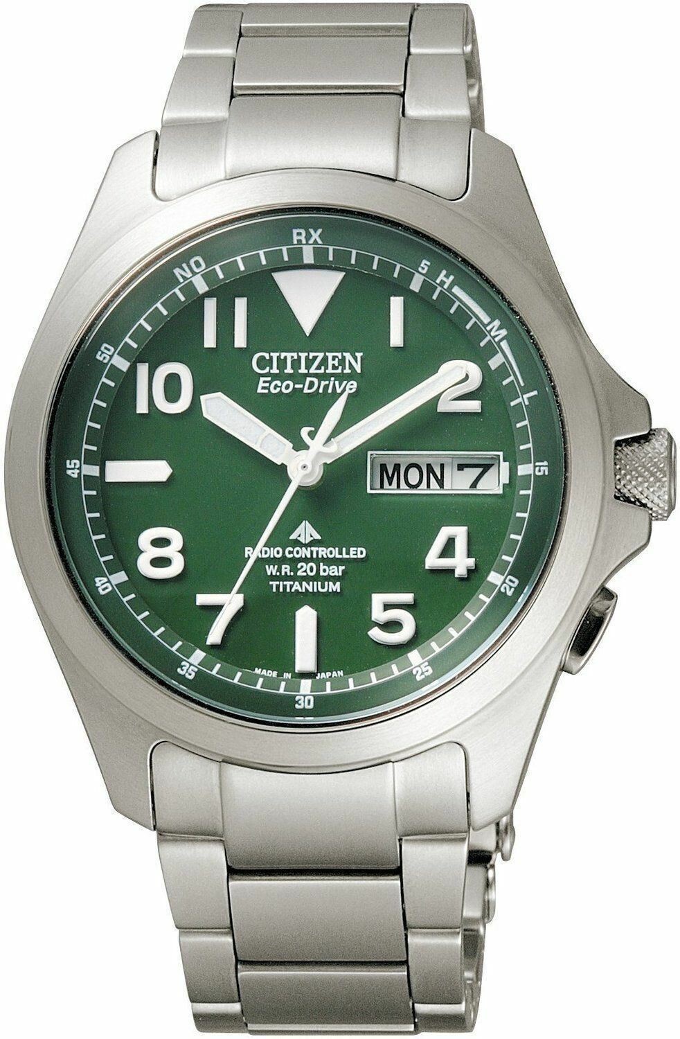 Pre-owned Citizen Promaster Pmd56-2951 Eco-drive Radio Clock Men Watch Green Japan
