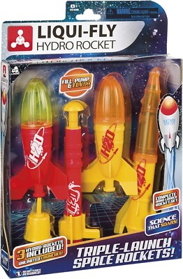 Triple-Launch Deluxe Water Rocket Set, Endless Launches, Liqui-Fly Hydro Rockets
