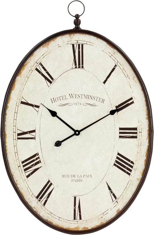 36-inch large Rustic Oval Wall Clock Oversized Vintage Look Country Style Decor