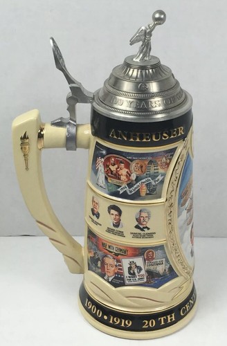 Rare 1997 Budweiser 20th Century in Review Series 1900-1919 Lidded Stein CS311