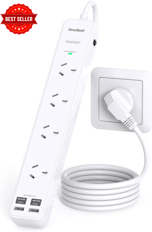 8-In-1 USB-C Power Board, 4 AC Outlets & 4 USB Ports (2 USB-C), 1.2M Cord, 900J