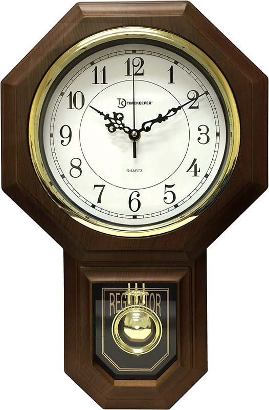 WALL CLOCK with Pendulum Essex Westminster Chime Faux Wood W