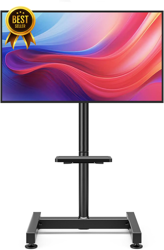 Floor TV Stand 13-50 Inch Tilting Height Adjustable 77 Lbs Shelf VESA