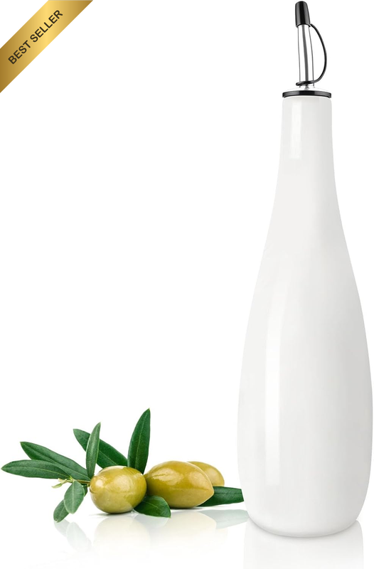 20 OZ (600 ML) Olive Oil Dispenser Bottle, White Oil Bottles for Kitchen Set, Vi