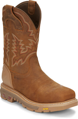 Pre-owned Justin Boots Justin 11in Ct Wp Eh Mens Rust Montana Leather Work Boots