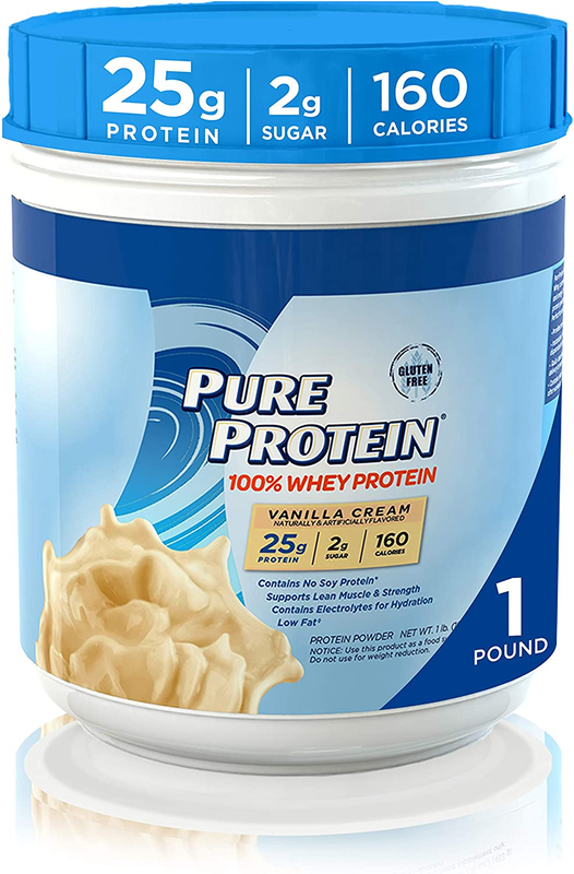Pure Protein Powder, Whey, High Protein, Low Sugar, Gluten Free, Vanilla Cream,