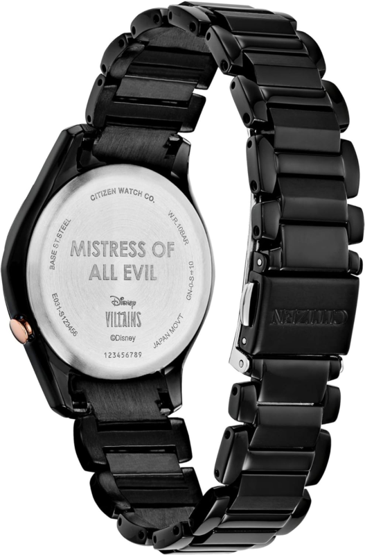 Pre-owned Citizen Eco-drive Disney Quartz Women's Watch, Stainless Steel, Maleficent, Blac