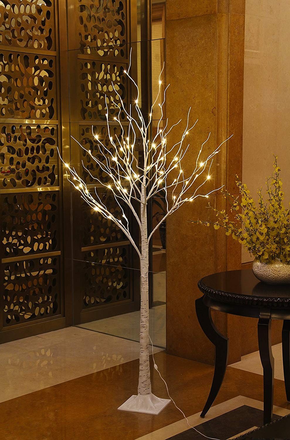 Artificial Tree Lightshare 6 Feet Lighted Birch Tree, 72 LED Lights