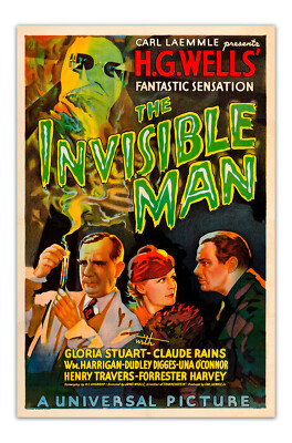 The Invisible Man 1933 POSTER Vintage Sci-Fi, Horror -Unframed- Premium PRINT