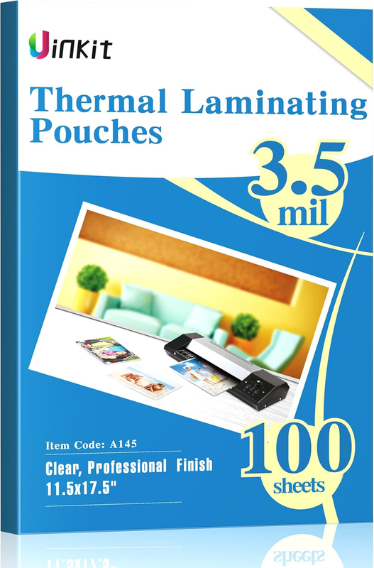3.5 Mil 100 Pack Clear Thermal Laminating Pouches, 11.5 x 17.5-Inch Lamination P