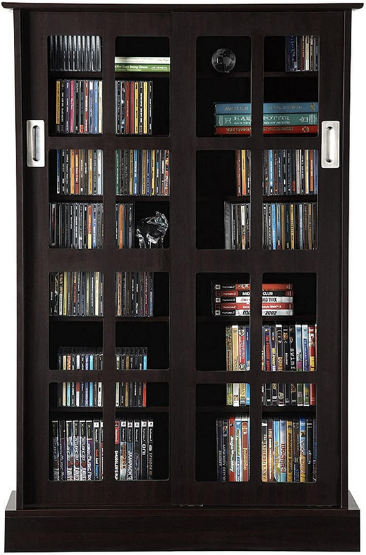 Windowpane Media Storage Cabinet with Tempered Glass Pane St
