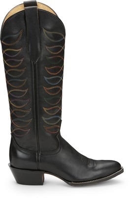 Pre-owned Justin Boots Justin 15in Womens Midnight Black Whitley Leather Cowboy Boots