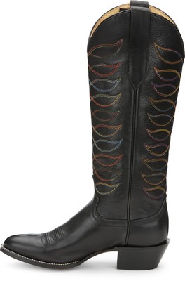 Pre-owned Justin Boots Justin 15in Womens Midnight Black Whitley Leather Cowboy Boots