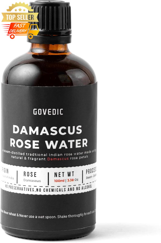 100% Pure Rose Water 100ml | Food Grade | Steam-Distilled Damascus Rose