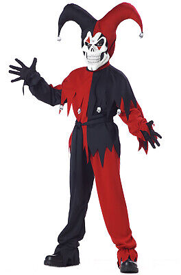 Scary Bloody Evil Jester Clown Boys Children Costume (Red/Black)