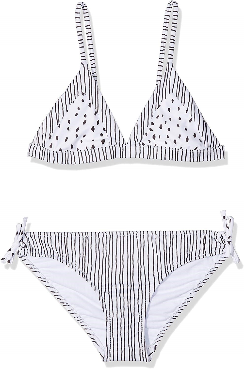 Seafolly 169048 Girls Tri Kini Top and Bikini Bottom Swimsuit White/Black Size 6