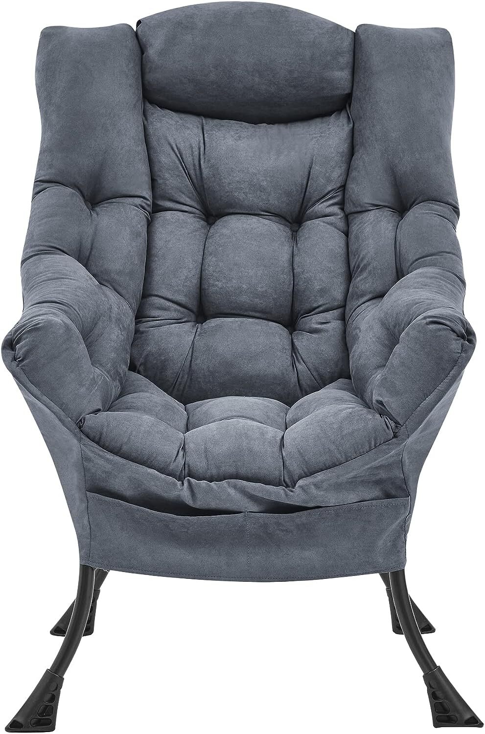 Polyester Fabric Lazy Chair W/ Side Pocket Grey