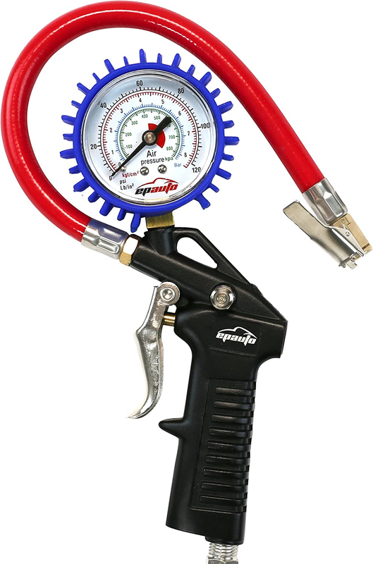 Tire Inflator Gauge With Hose Quick Connect Plug Heavy Duty 120 PSI Rubber NEW