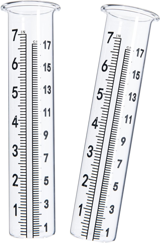 7" Capacity Rain Gauge Glass Replacement Tube with Lip for Yard Garden (2)