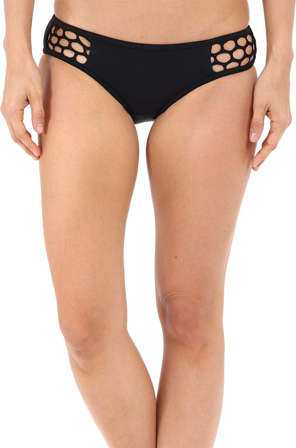 Seafolly 170614 Womens Solid Hipster Bikini Bottom Swimsuit Black Size 2
