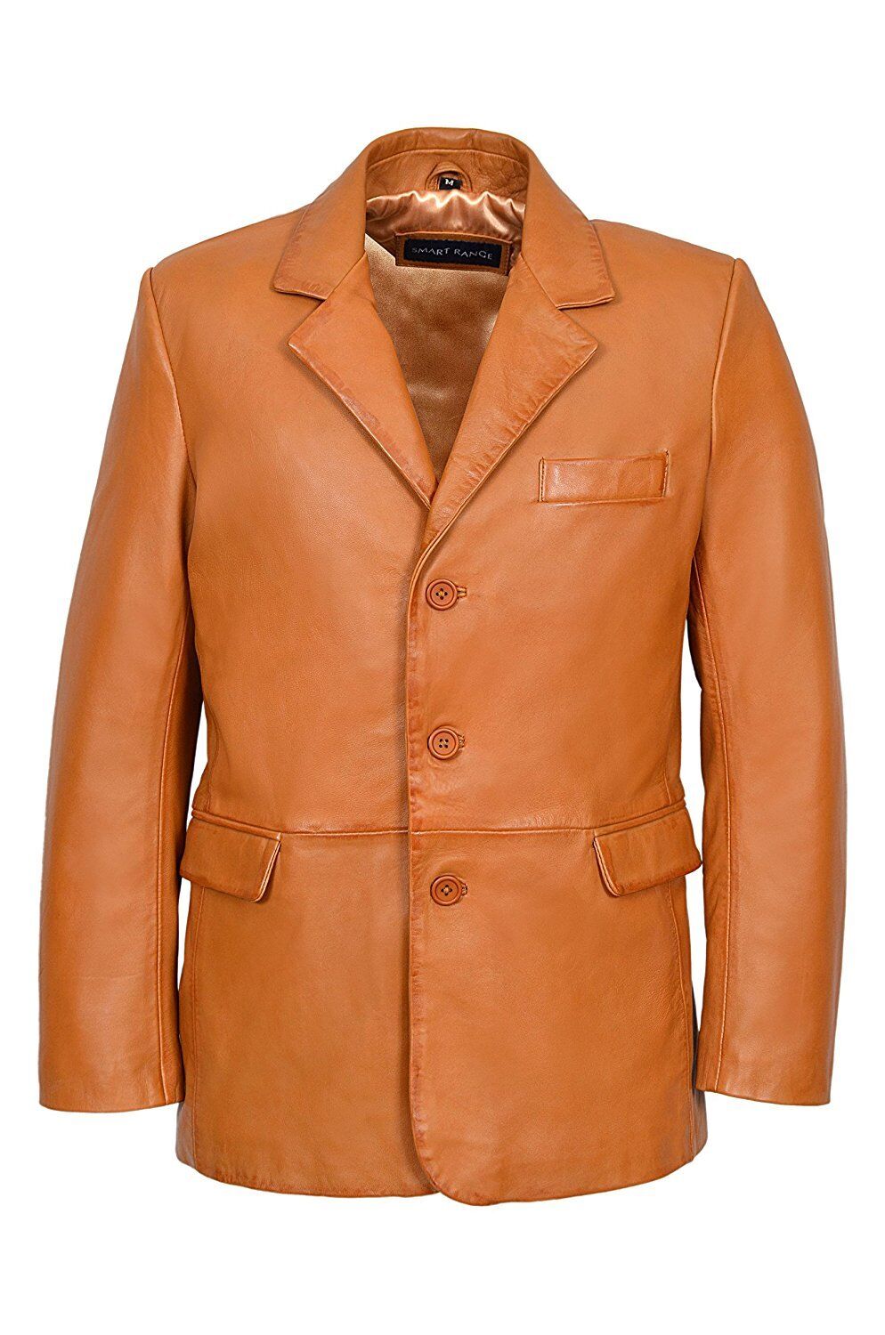 Pre-owned New Look Jimmy Tailored Fit Smart Look Style 3 Button Blazer Coat Tan Napa Leather