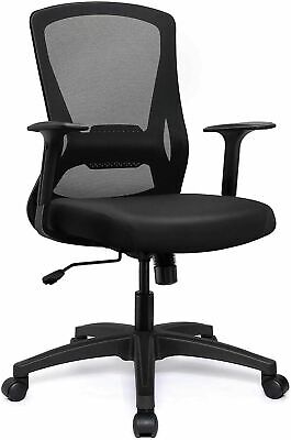 Mid Back Mesh Office Chair Foldable Ergonomic Swivel Black Computer Desk YECOOL