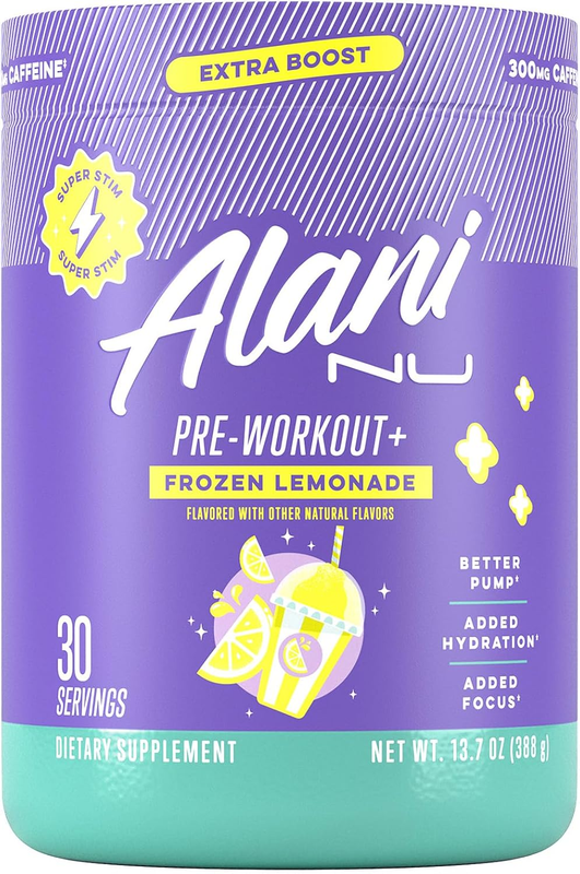 Alani Nu Pre Workout+ Powder Frozen Lemonade, Extra Boost 13.8 OZ EXP:11/27