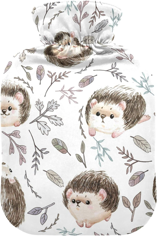 Hedgehog Hot Water Bottle, Leakproof 2L Warm Water Bag with Fleece Cover for Pai
