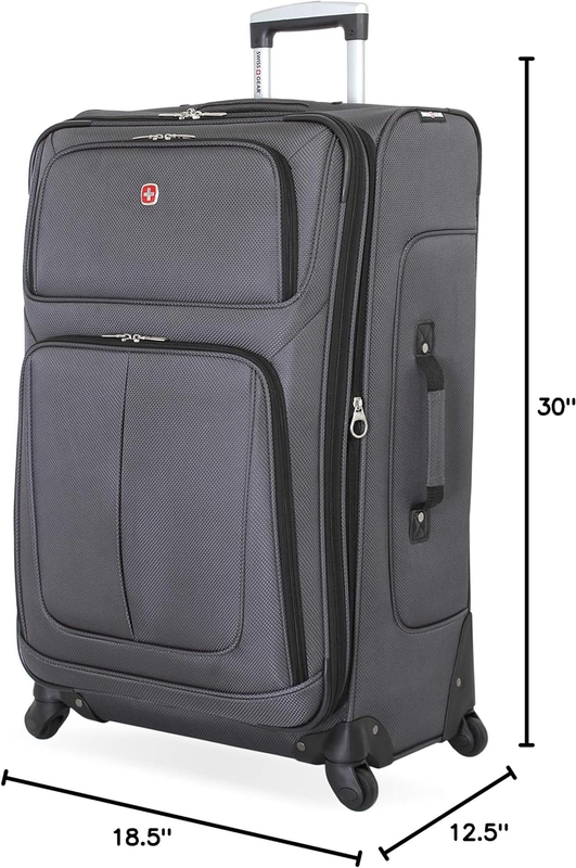 Sion Softside Expandable Roller Luggage, Dark Grey, Checked-Large 29-Inch