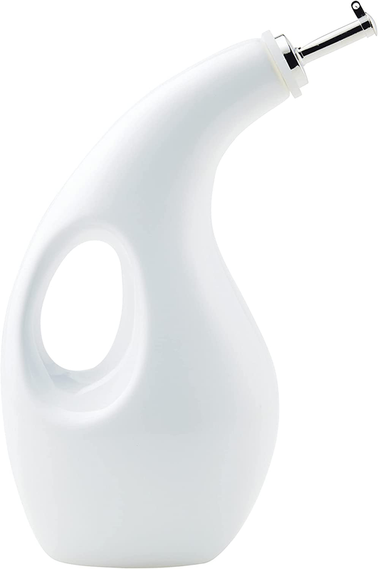Rachael Ray Ceramic EVOO Oil and Vinegar Dispensing Bottle with Spout, 24 Ounce,