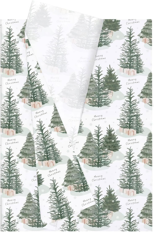 Christmas Tree Tissue Paper for Gift Wrapping and Crafts, Durable Holiday Wrappi