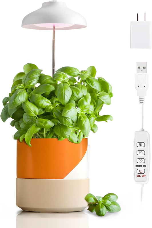 LED Umbrella Plant Grow Light, Herb Garden, Height Adjustable, Automatic Timer,