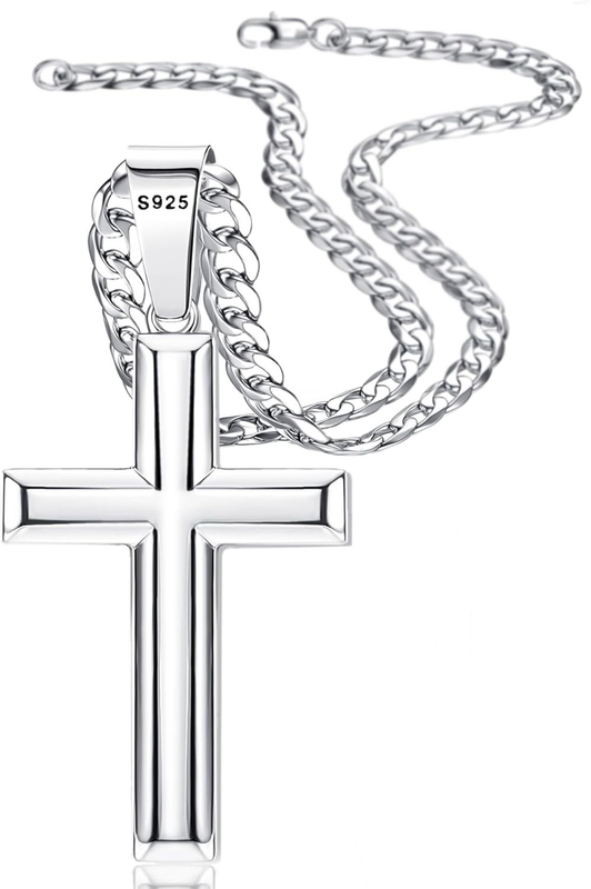 Besteel 925 Sterling Silver Cross Necklace for Men Women | 5Mm 316L Stainless St
