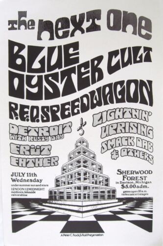 BLUE OYSTER CULT / R.E.O. SPEEDWAGON / DETROIT 1973 MICHIGAN CONCERT TOUR POSTER