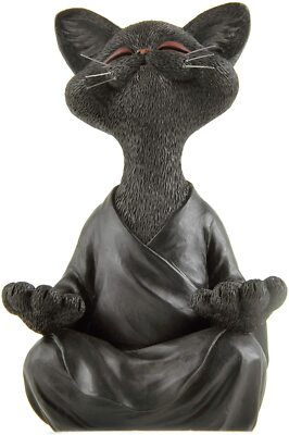 A Pair Of Vintage Studio Made Egyptian Black Cat Sculptures Studio Made Signed