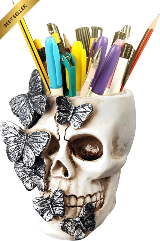 Skull Pen Holder,Skull Makeup Brush Holder,Bathroom Storage Holder,Spooky Goth D