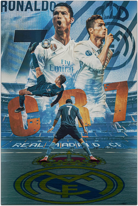 Football Star Cristiano Ronaldo Poster Canvas Art Bedroom Wall Decor Kids Room D
