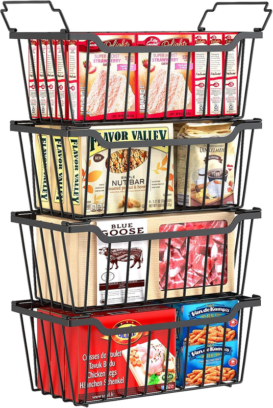 Freezer Organizer Bins 4 Pack for Chest Deep Freezer Sort Frozen Meats Food