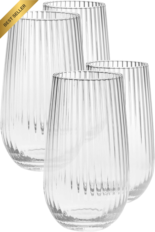 Ollie High Ball 4-Pieces Glass Set, Clear