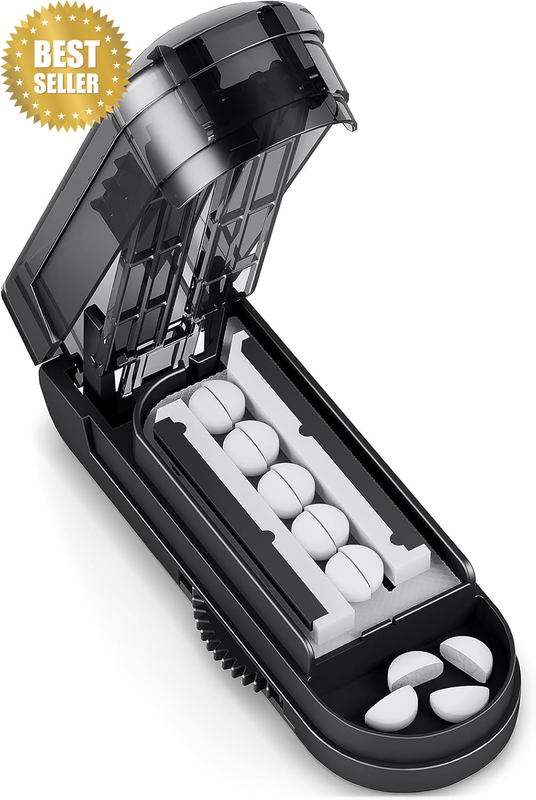 Multiple Pill Cutter for Small Pills, Adjustable Splitter Multi Tablets with Acc