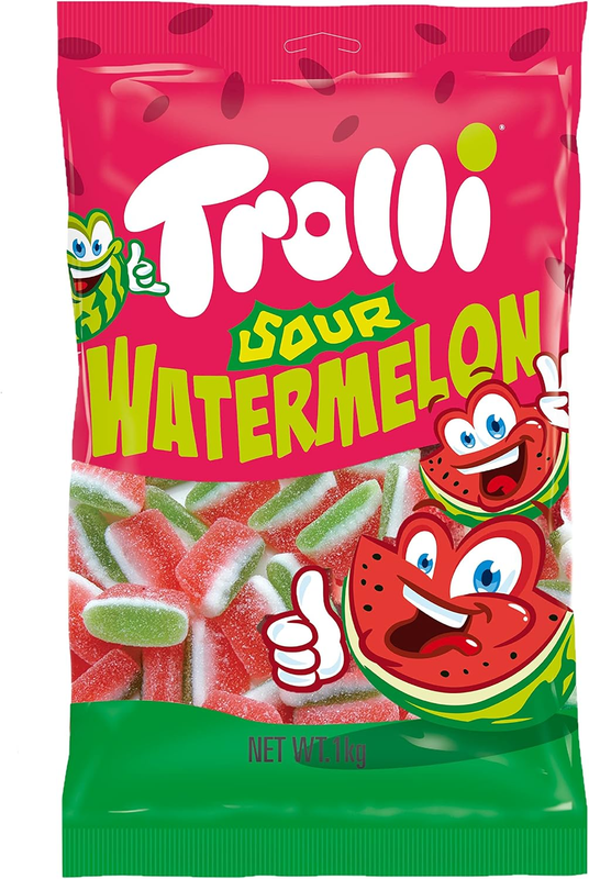 Sour Watermelon Gummi Lollies 1Kg Bulk Bag Tangy Watermelon for Bowls and Lolly