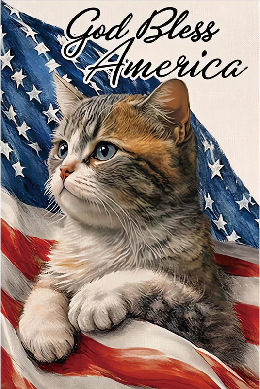 DIY 4Th of July Diamond Art Painting Kits, Cute Cat