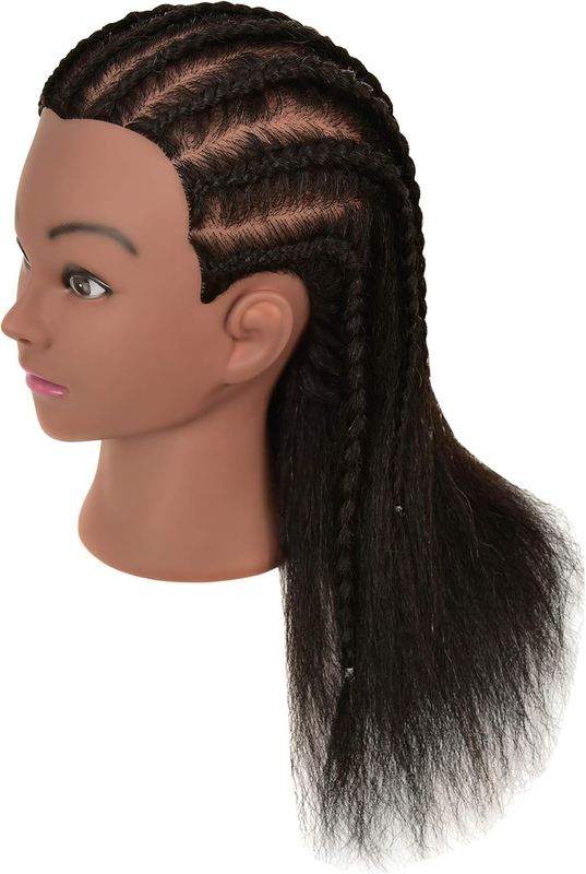 100% Human Hair Mannequin Head for Hairdresser Practice Braiding Styling Manikin