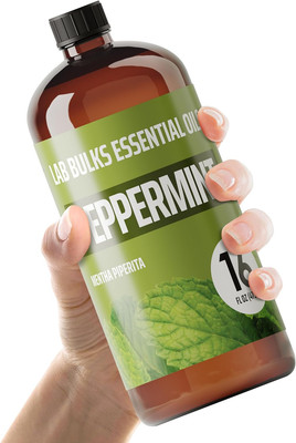 Lab Bulks Peppermint Essential Oil 16 Oz Bottle, for Diffusers, Home Care, Candl