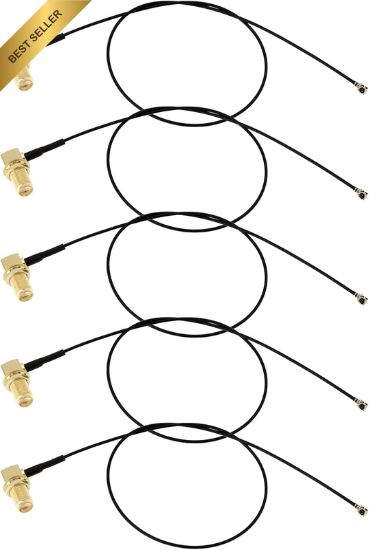 5 Pcs SMA Female Right Angle to U.Fl IPX MHF4 Wifi Antenna Extension Cable 12 In
