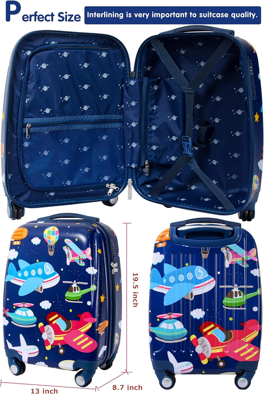 Kids Carry on Luggage for Boy'S, Girl'S Children Rolling Suitcase with 4 Spinner