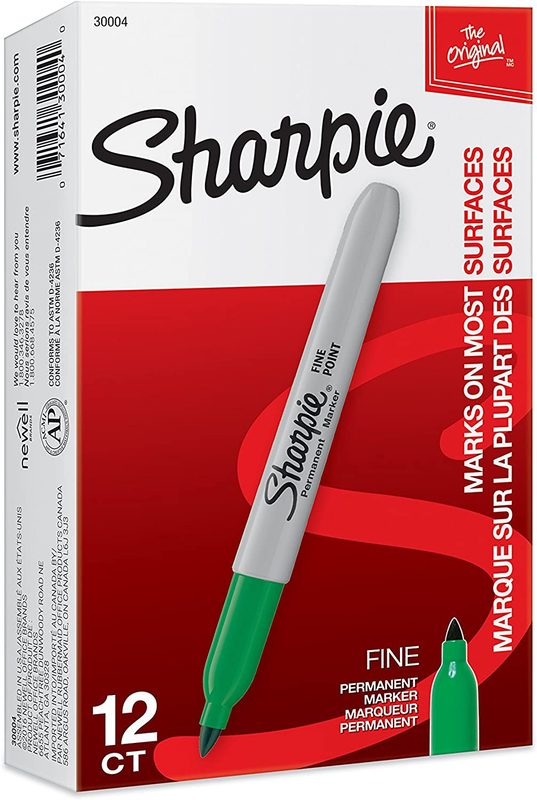 Fine Point Green Markers - Permanent, 12 Count